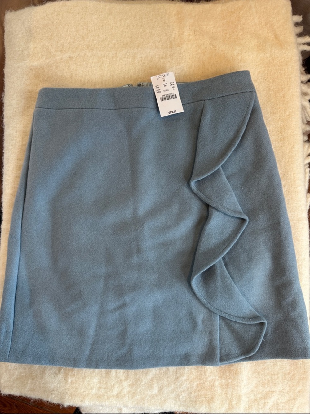 J. Crew Dusty Blue Ruffle-Trim Mini Skirt